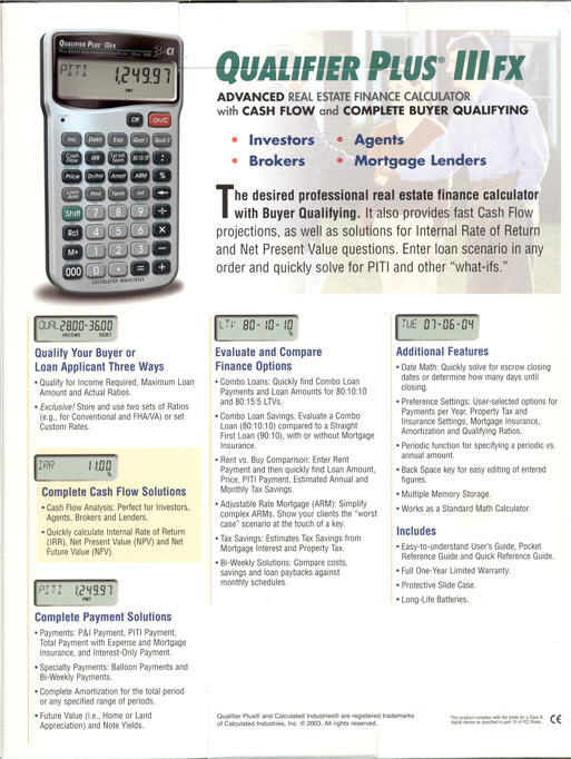 Qualifier Plus IIIFx - Real Estate Calculator