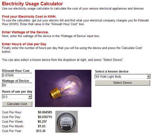 Electricity Usage Calculator