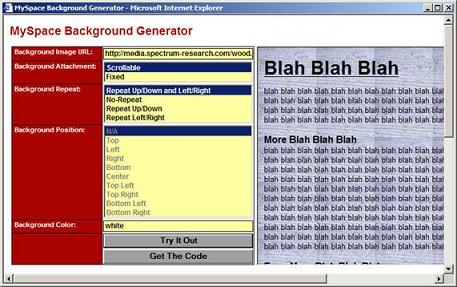 MySpace Background Generator